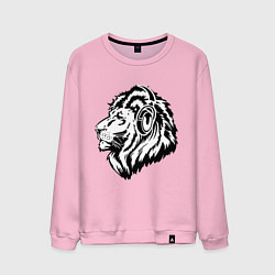 Свитшот хлопковый мужской Лев в наушниках, цвет: светло-розовый