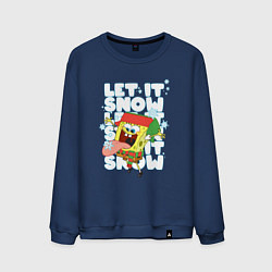 Свитшот хлопковый мужской LET IT SNOW ГУБКА БОБ, цвет: тёмно-синий