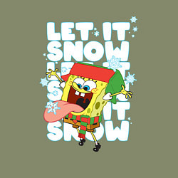 Свитшот хлопковый мужской LET IT SNOW ГУБКА БОБ, цвет: авокадо — фото 2