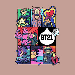 Свитшот хлопковый мужской BT21 POP-ART, цвет: пыльно-розовый — фото 2