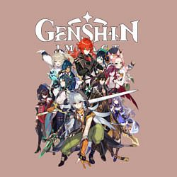Свитшот хлопковый мужской ПЕРСОНАЖИ GENSHIN IMPACT ЛОГО, цвет: пыльно-розовый — фото 2