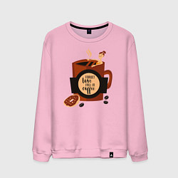 Свитшот хлопковый мужской Девушка в чашке кофе, цвет: светло-розовый
