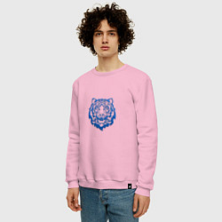 Свитшот хлопковый мужской Символ года тигренок синий, цвет: светло-розовый — фото 2