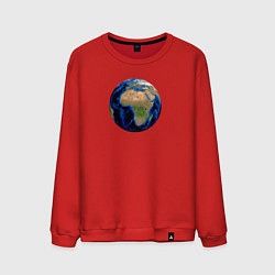 Свитшот хлопковый мужской Планета солнечной системы земля, цвет: красный
