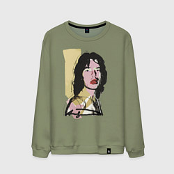 Свитшот хлопковый мужской Andy Warhol - Mick Jagger pop art, цвет: авокадо