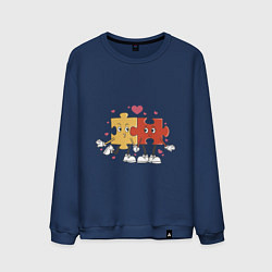 Свитшот хлопковый мужской Влюбленная пара - пазлы, цвет: тёмно-синий