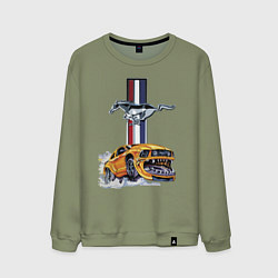 Свитшот хлопковый мужской Мустанг раскрыл пасть!, цвет: авокадо