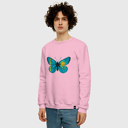 Свитшот хлопковый мужской Бабочка - Казахстан, цвет: светло-розовый — фото 2