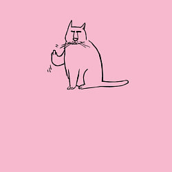 Свитшот хлопковый мужской Кот с пальцем в верх, цвет: светло-розовый — фото 2