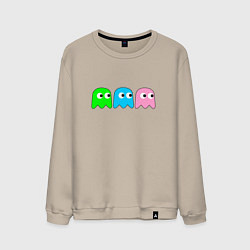Свитшот хлопковый мужской Pac man - play Для двоих, цвет: миндальный