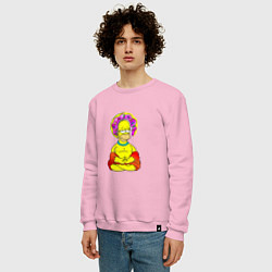 Свитшот хлопковый мужской Гомер - бог пончиков, цвет: светло-розовый — фото 2