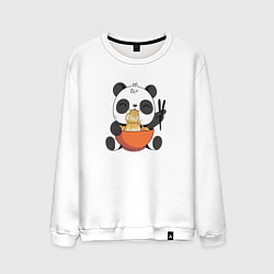 Свитшот хлопковый мужской Cute Panda Eating Ramen, цвет: белый