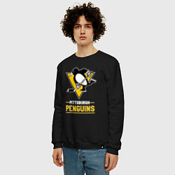 Свитшот хлопковый мужской Питтсбург Пингвинз , Pittsburgh Penguins, цвет: черный — фото 2