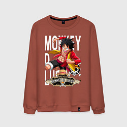 Свитшот хлопковый мужской One Piece Monkey Большой Куш Манки, цвет: кирпичный