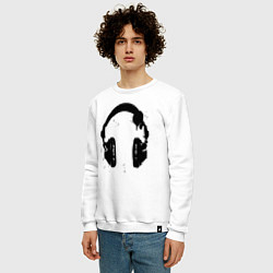 Свитшот хлопковый мужской Headphones наушники, цвет: белый — фото 2