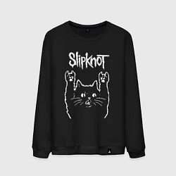Свитшот хлопковый мужской Slipknot, Слипкнот Рок кот, цвет: черный