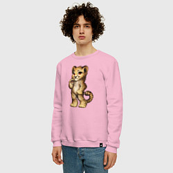 Свитшот хлопковый мужской Прикольный милый леопардик, цвет: светло-розовый — фото 2
