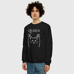 Свитшот хлопковый мужской Queen Рок кот, цвет: черный — фото 2