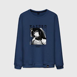 Свитшот хлопковый мужской Райдэн Shogun Raiden, Genshin Impact, цвет: тёмно-синий