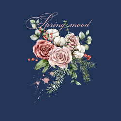 Свитшот хлопковый мужской Spring mood Flower, цвет: тёмно-синий — фото 2