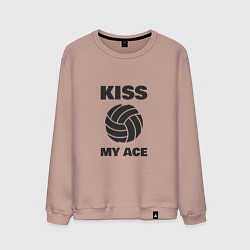 Свитшот хлопковый мужской Volleyball - Kiss My Ace, цвет: пыльно-розовый