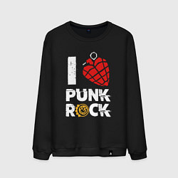 Свитшот хлопковый мужской I LOVE PUNK ROCK, цвет: черный