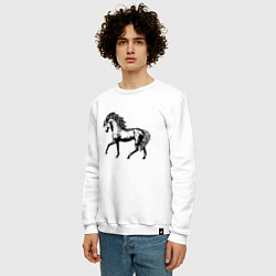 Свитшот хлопковый мужской Мустанг Лошадь, цвет: белый — фото 2