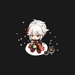 Свитшот хлопковый мужской Отдыхающий Кадзуха с лепестками сакуры, цвет: черный — фото 2