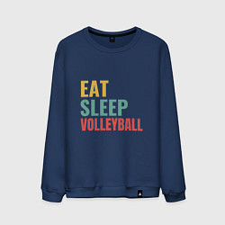 Свитшот хлопковый мужской Eat - Sleep - Volleyball, цвет: тёмно-синий