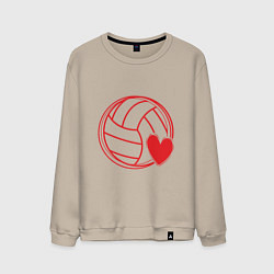 Свитшот хлопковый мужской Сердечко Волейбола, цвет: миндальный