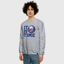 Свитшот хлопковый мужской It Is New York Islanders Time Нью Йорк Айлендерс, цвет: меланж — фото 2