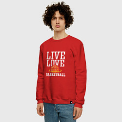Свитшот хлопковый мужской Live Love - Basketball, цвет: красный — фото 2