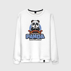 Свитшот хлопковый мужской Panda Happy driver, цвет: белый