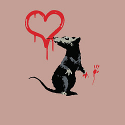 Свитшот хлопковый мужской BANKSY БЭНКСИ крыса и сердце, цвет: пыльно-розовый — фото 2