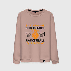 Свитшот хлопковый мужской Basketball & Beer, цвет: пыльно-розовый