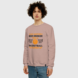 Свитшот хлопковый мужской Basketball & Beer, цвет: пыльно-розовый — фото 2