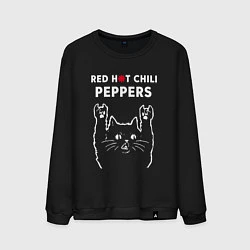 Свитшот хлопковый мужской Red Hot Chili Peppers Рок кот, цвет: черный