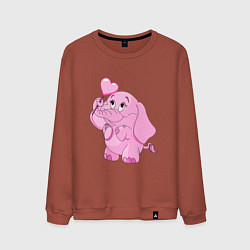 Свитшот хлопковый мужской Розовый слонёнок, цвет: кирпичный