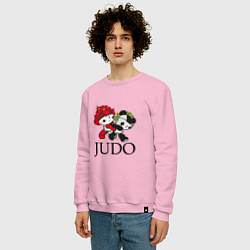 Свитшот хлопковый мужской ПАНДЫ ДЗЮДОИСТЫ PANDA JUDO, цвет: светло-розовый — фото 2