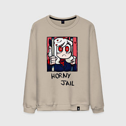 Свитшот хлопковый мужской HELLTAKER HORNY JAIL, цвет: миндальный