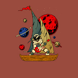 Свитшот хлопковый мужской Астронавт с гитарой, цвет: кирпичный — фото 2