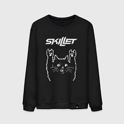 Свитшот хлопковый мужской Skillet Рок кот, цвет: черный
