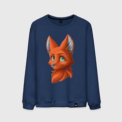 Свитшот хлопковый мужской Милая лисичка Cute fox, цвет: тёмно-синий