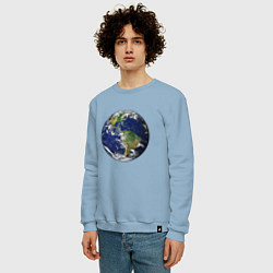 Свитшот хлопковый мужской Земля Вид из космоса, цвет: мягкое небо — фото 2