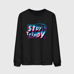 Свитшот хлопковый мужской Stay Trippy, цвет: черный