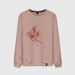 Свитшот хлопковый мужской Beautiful fish art, цвет: пыльно-розовый