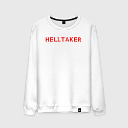 Свитшот хлопковый мужской Helltaker logo, цвет: белый
