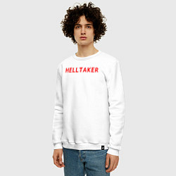 Свитшот хлопковый мужской Helltaker logo, цвет: белый — фото 2