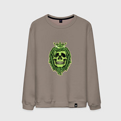 Свитшот хлопковый мужской Green Skull, цвет: утренний латте