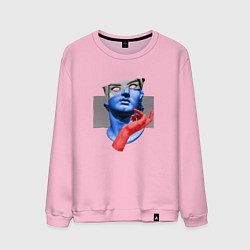 Свитшот хлопковый мужской Vaporwave Art Statue Collage, цвет: светло-розовый